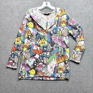 Nally Millie Graphic Hooded Top Size M Novelty Comics Maximalist Art to Wear